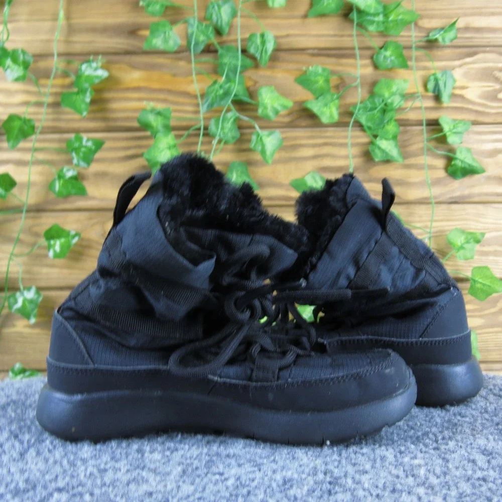 Nike Roshe One‎ Hi PS Kids Toddler Black Winter Snow Boots Faux Fur Lined 12